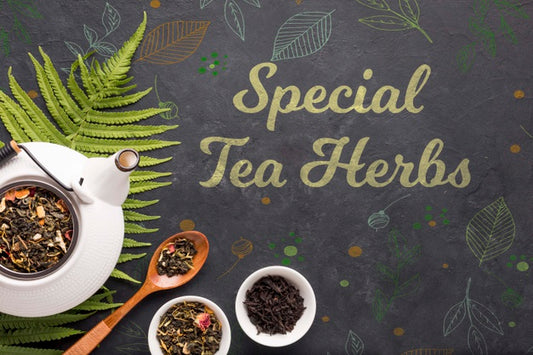Free Top View Special Tea Herbs Concept Psd
