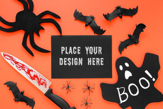 Free Top View Spooky Halloween Elements Psd
