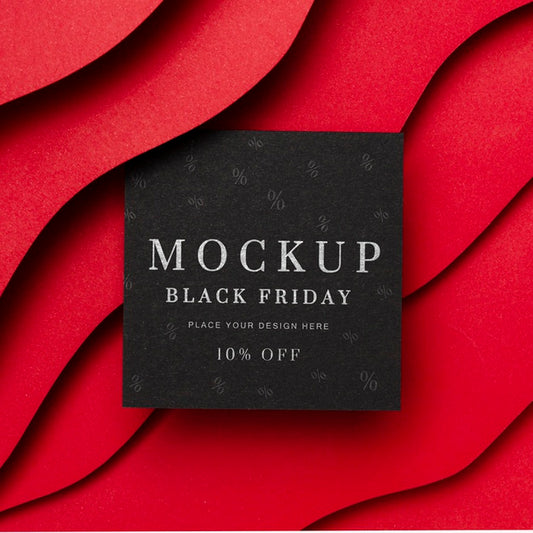 Free Top View Squared Mock-Up Black Friday Red Wavy Background Psd