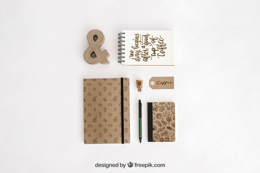 Free Top View Stationery Concept With Office Supplies Psd