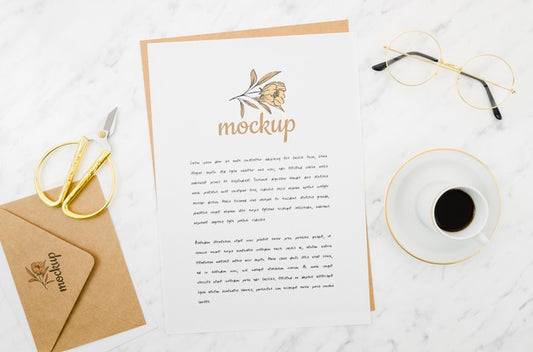 Free Top View Stationery Mock-Up With Envelopes Psd