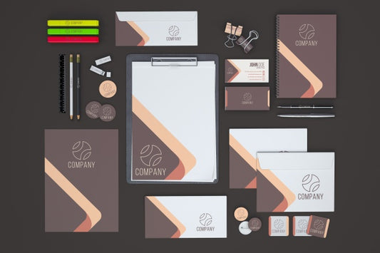 Free Top View Stationery Showroom Psd