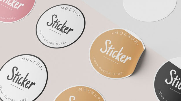 Free Top View Sticker Collection Mock Up Psd