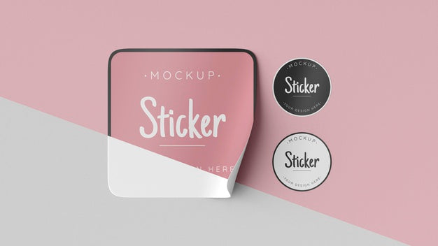 Free Top View Sticker Collection Mock Up Psd