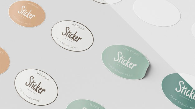 Free Top View Sticker Collection Mock Up Psd