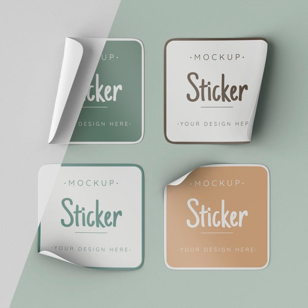 Free Top View Sticker Collection Mock Up Psd