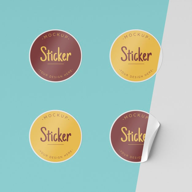 Free Top View Sticker Collection Mock Up Psd