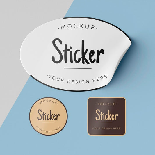 Free Top View Sticker Collection Mock Up Psd