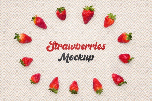 Free Top View Strawberries On Table Psd