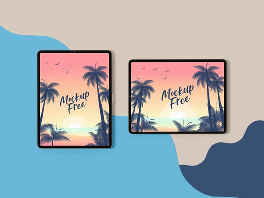Free Top View Summer Concept With Tablets Psd
