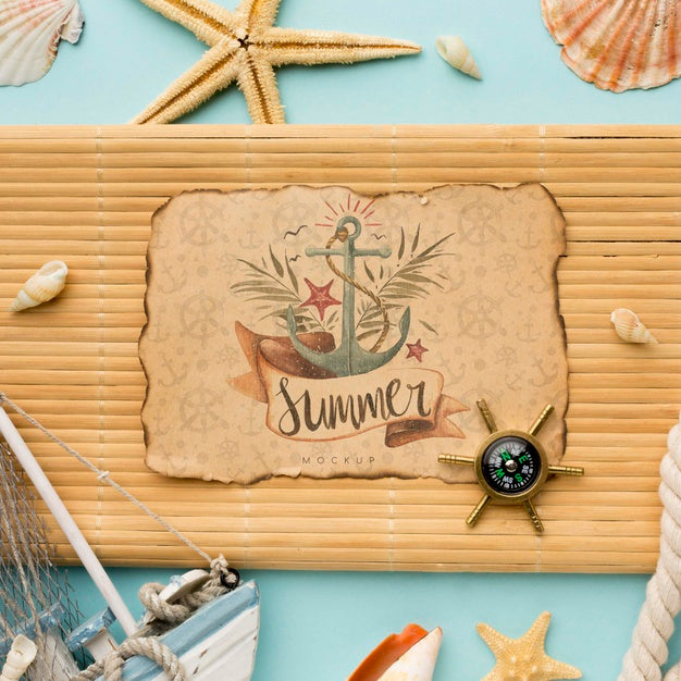 Free Top View Summer Items Arrangement Psd