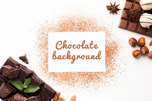 Free Top View Sweet Chocolate Powder Background Mock-Up Psd