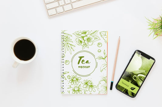 Free Top View Tea Cup On Table Psd