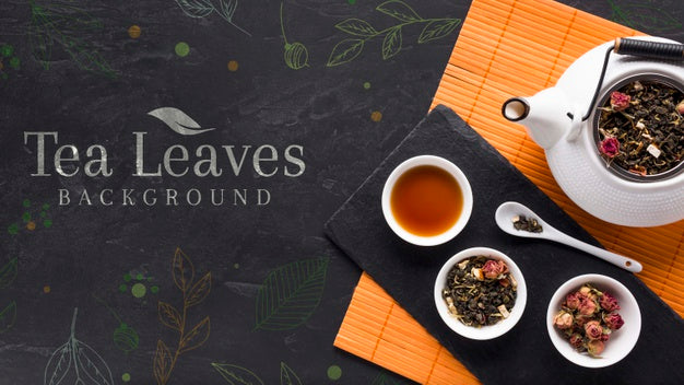 Free Top View Tea Leaves And  Delicious Herbs Psd