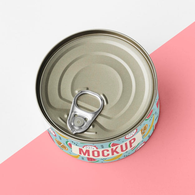 Free Top View Tin Can On Table Psd