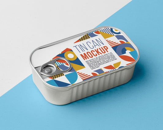 Free Top View Tin Cans Arranged On Table Psd