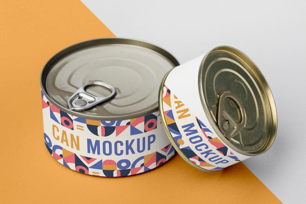 Free Top View Tin Cans On Table Psd