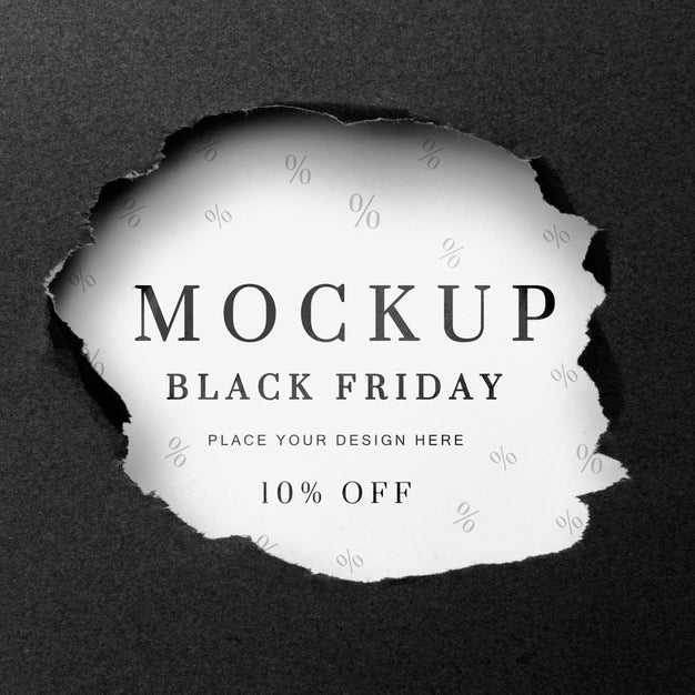 Free Top View Torn White Mock-Up Black Friday Psd