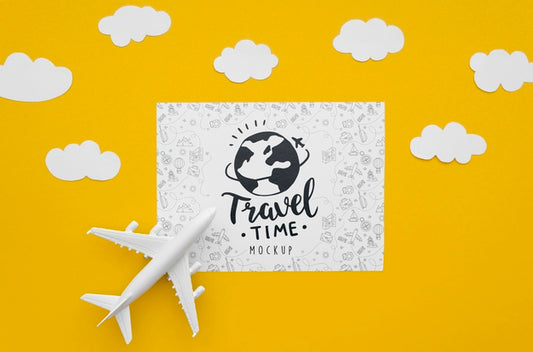 Free Top View Travelling Plane Adventure Time And Clouds Psd