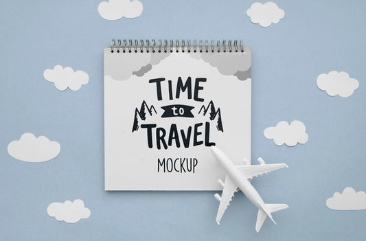 Free Top View Travelling Plane And Notepad Psd