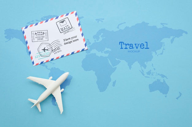 Free Top View Travelling Plane With Envelope Psd