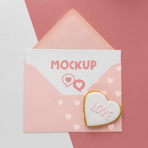 Free Top View Valentine'S Day Cookie With Mock-Up Letter Psd