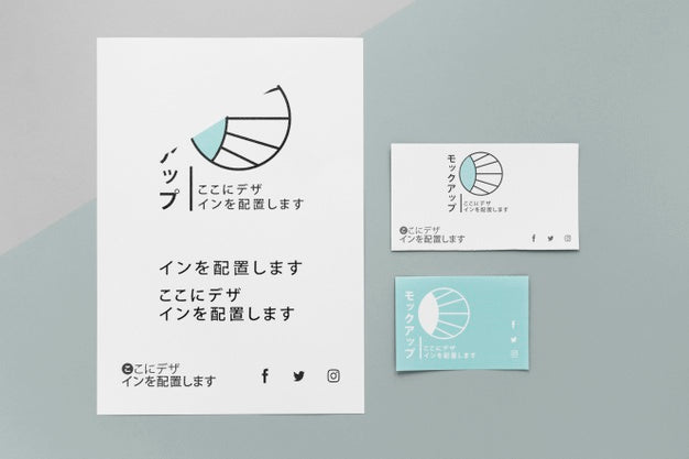 Free Top View Various Japanese Mock-Up Document Psd