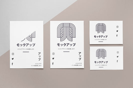 Free Top View Various Japanese Mock-Up Document Psd