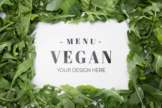 Free Top View Vegan Menu With Rocket Salad Psd