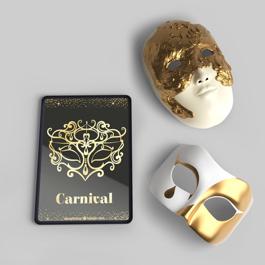 Free Top View Venetian Carnival Masks And Mock-Up Psd