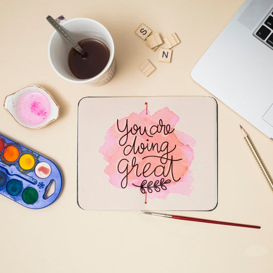 Free Top View Watercolors With Mock-Up Psd
