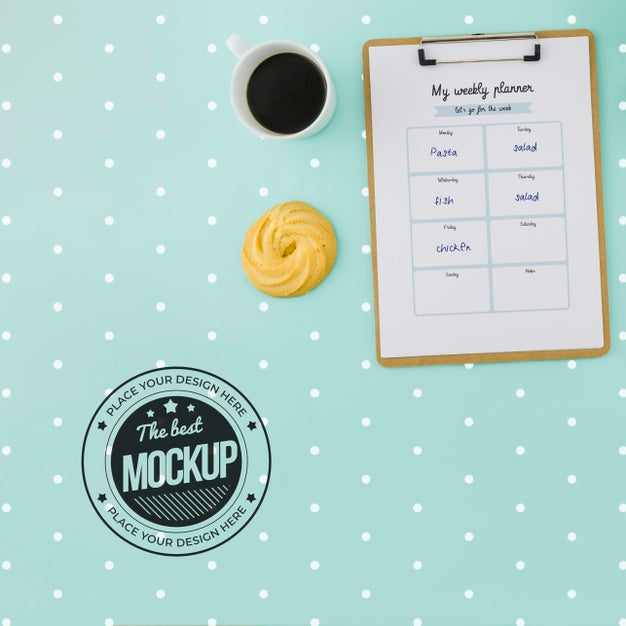 Free Top View Weekly Planner With Mock-Up Psd