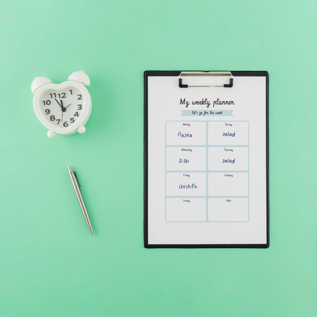 Free Top View Weekly Planner With Mock-Up Psd