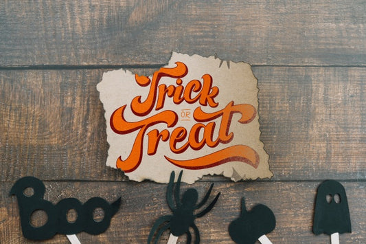 Free Torn Paper Mockup With Halloween Concept And Elements On Bottom Psd
