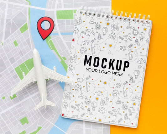 Free Tourist Elements Arrangement With Notepad Mock-Up Psd