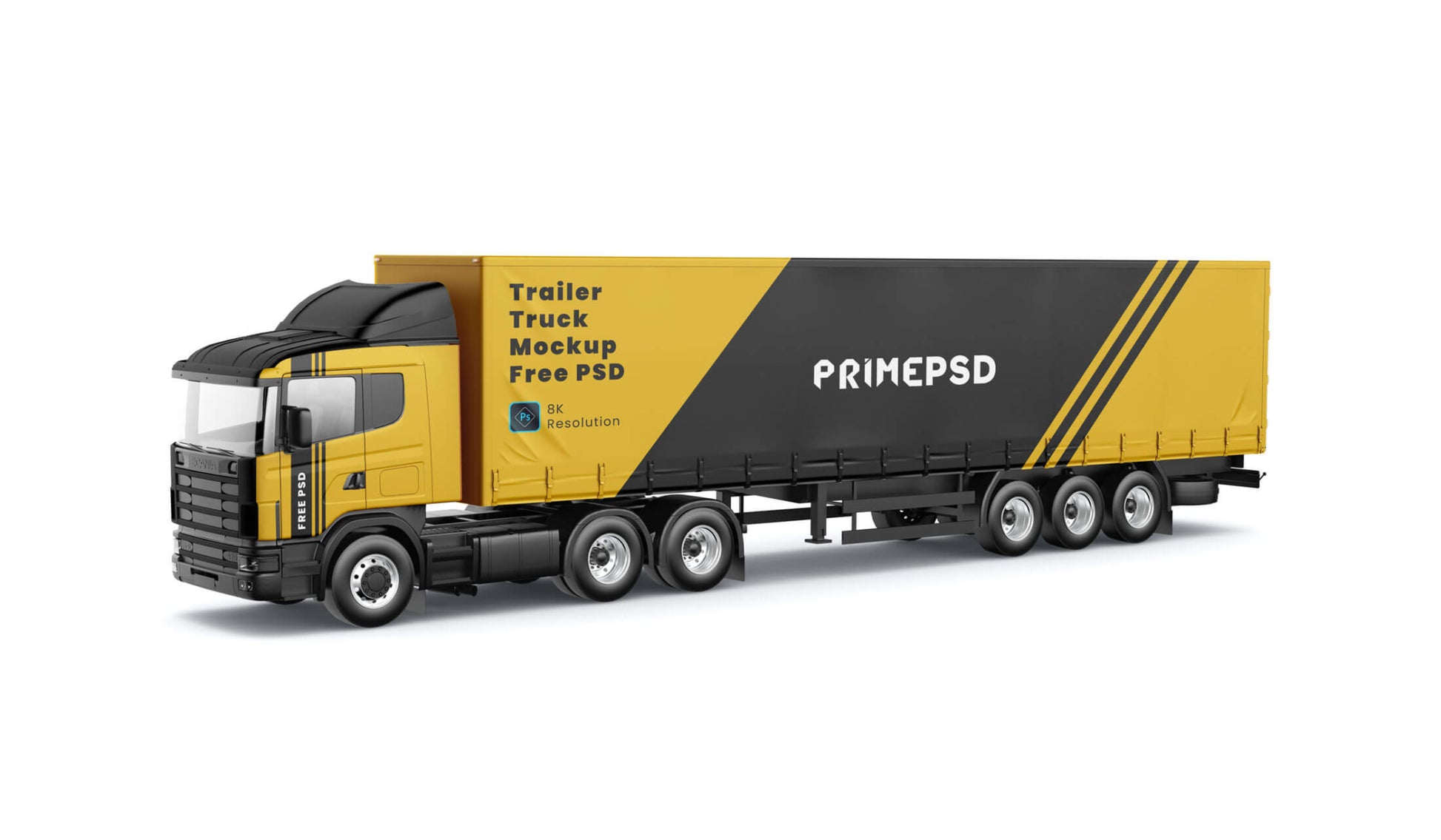 Free Trailer Truck Mockup Psd