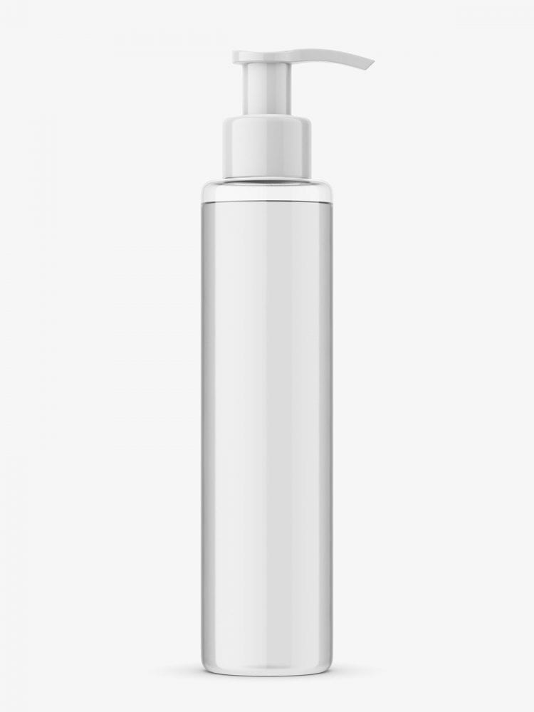 Free Transparent Bottle With Pump Mockup