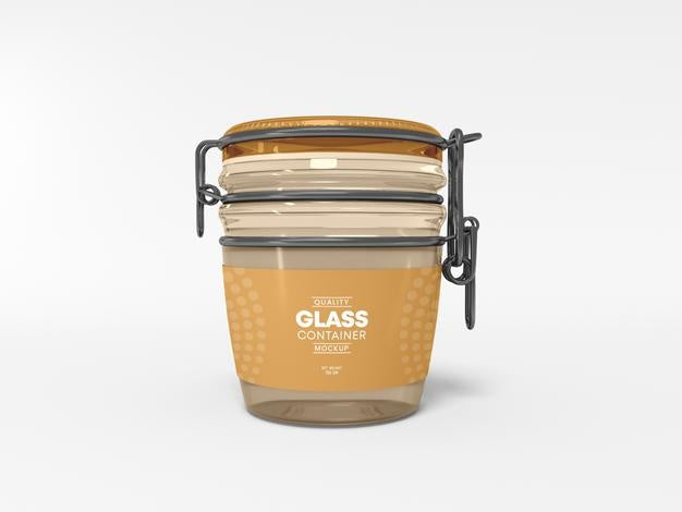 Free Transparent Glass Container Packaging Mockup Psd