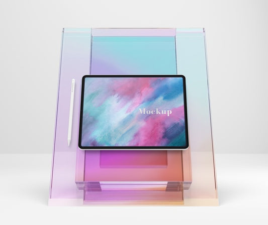 Free Transparent Glass Mock-Up Tablet Support Psd