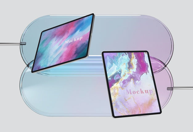 Free Transparent Glass Support With Tablets Psd