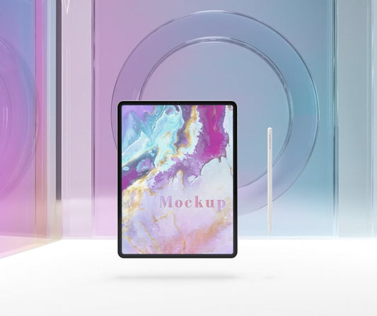 Free Transparent Glass With Tablet Device Psd
