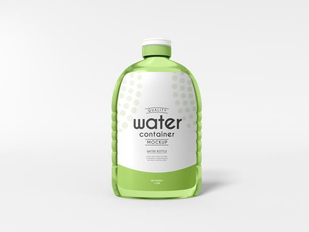 Free Transparent Water Bottle Container Mockup Psd