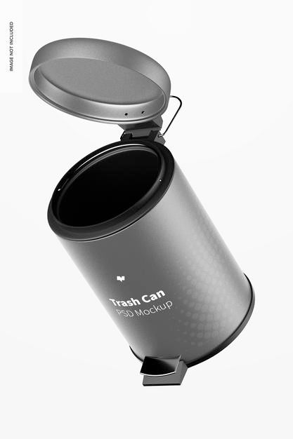 Free Trash Can With Foot Pedal Mockup, Floating Psd