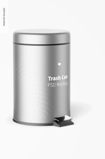 Free Trash Can With Foot Pedal Mockup, Right View Psd