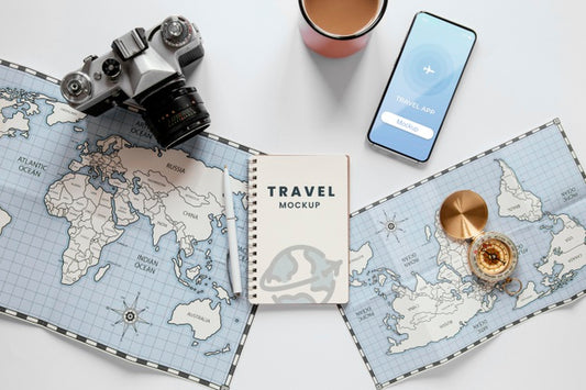 Free Travel Concept With Phone Mockup Psd