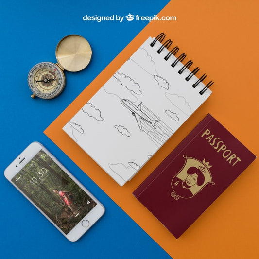 Free Travel Items With Notepad Psd