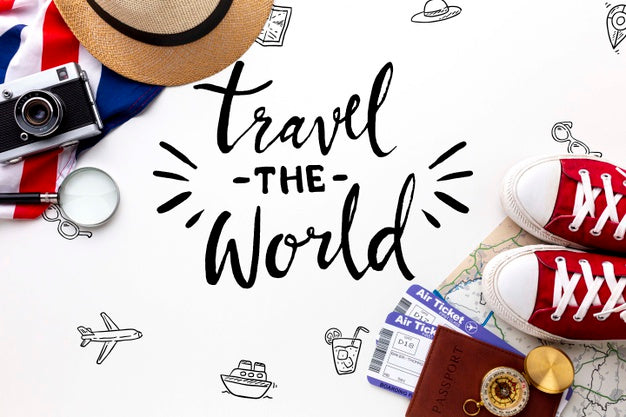 Free Travel The World Message With Mock-Up Psd