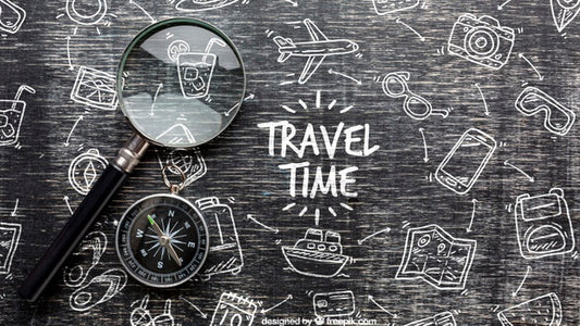 Free Travel Time Message On Monochrome Draw Psd
