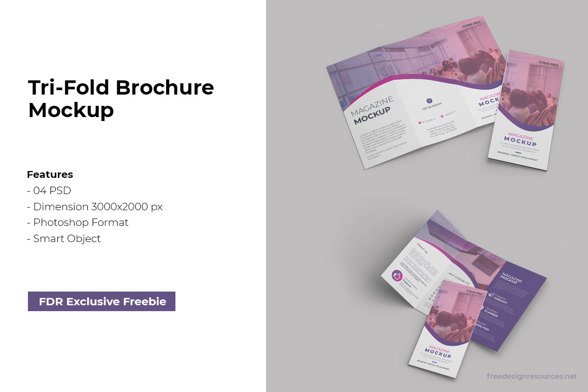 Free Tri-Fold Brochure Mockup – CreativeBooster