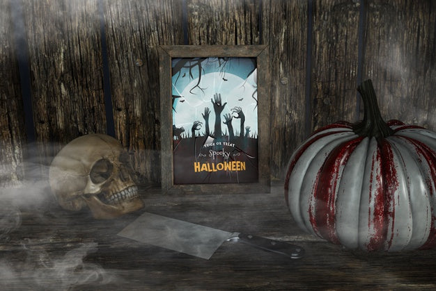 Free Trick Or Treat Spooky Halloween Mock-Up In The Mist Psd